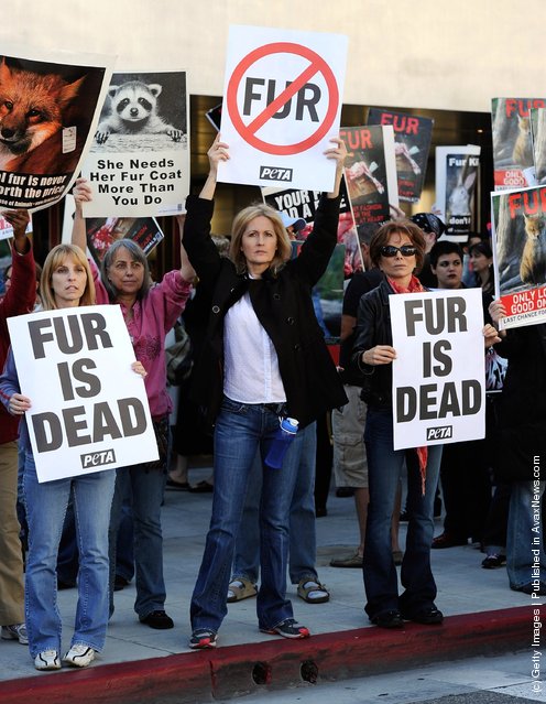 Anti-Fur Activists Urge Shoppers Not To Buy Fur In Beverly Hills