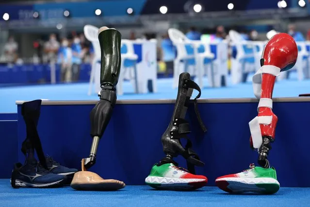 A view of prosthetic legs during the men's 400m freestyle competition at Tokyo Aquatics Centre on day 1 of the Tokyo 2020 Paralympic Games in Tokyo, Japan on August 25, 2021. (Photo by Molly Darlington/Reuters)