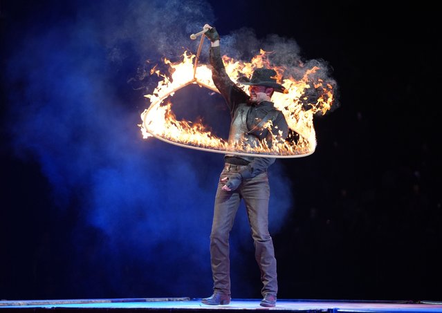 A view from the opening night of the Professional Bull Riders (PBR) Camping World Team Series in New York City, New York, United States on August 9, 2024. New York Mavericks earned an upset win against Kansas City Outlaws during their hometown debut at the Barclays Center. (Photo by Selcuk Acar/Anadolu via Getty Images)