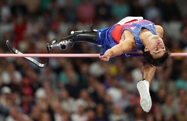 Sam Grewe of Team United States competes during the Men's High Jump - T63 Final on day six of the Paris 2024 Summer Paralympic Games at Stade de France on September 03, 2024 in Paris, France. (Photo by Ezra Shaw/Getty Images)