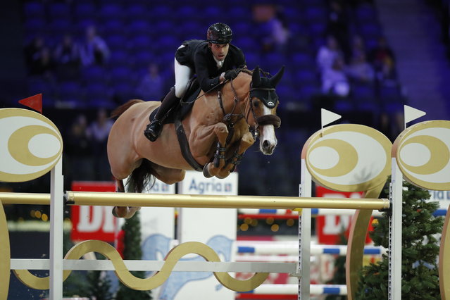 Belgium's Abdel Said on the horse Arpege du RU competes in the international show jumping of the Sweden International Horse Show at Strawberry Arena, Stockholm, Sweden, 29 November 2024. (Photo by Caisa Rasmussen/EPA)