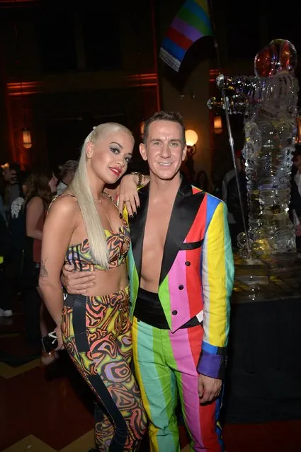Singer Rita Ora and designer Jeremy Scott attend the Jeremy Scott and adidas Originals VMA's After Party with Spirits Sponsored By Svedka Vodka at Union Station on August 30, 2015 in Los Angeles, California. (Photo by Charley Gallay/Getty Images for adidas Originals)