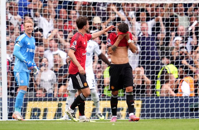 Manchester United's Bruno Fernandes reacts to a missed penalty during the Premier League match at Craven Cottage, London on Sunday, August 24, 2025. (Photo by Adam Davy/PA Wire)