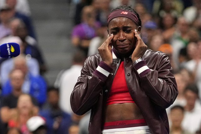 Coco Gauff, of the United States, cries after defeating Donna Vekic, of Croatia, during the second round of the U.S. Open tennis championships, Thursday, August 28, 2025, in New York. (Photo by Frank Franklin II/AP Photo)
