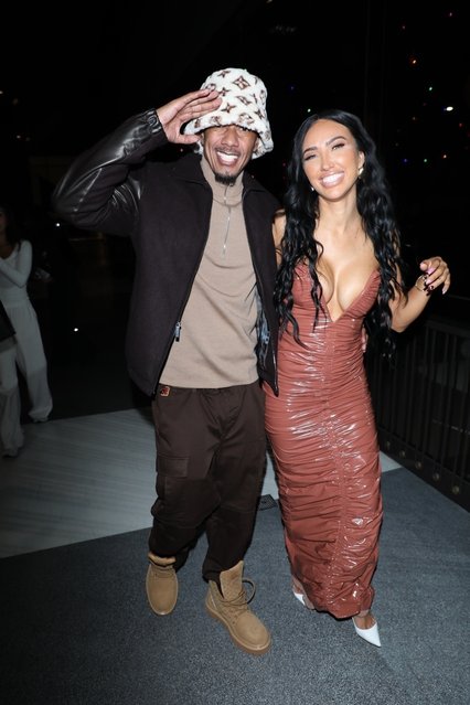 American comedian and television presenter Nick Cannon and Selling Sunset star Bre Tiesi are spotted leaving Gravitas in Los Angeles on October 29, 2025, both beaming with smiles. (Photo by Shotgetter/BACKGRID)