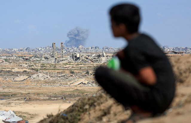 Smoke rises following explosions amid the Israeli military offensive in Gaza City, as seen from the central Gaza Strip, on October 6, 2025. (Photo by Dawoud Abu Alkas/Reuters)