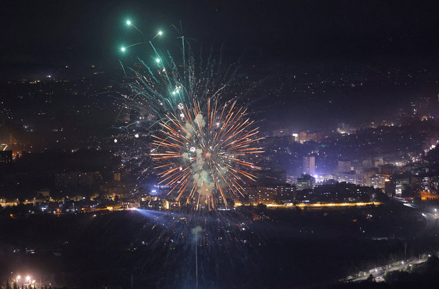 Fireworks are seen from Mount Qasioun during New Year's in Damascus, Syria, on January 1, 2025. (Photo by Zohra Bensemra/Reuters)