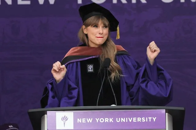 American singer-songwriter Taylor Swift attends the New York University (NYU) graduation ceremony at Yankee Stadium in the Bronx borough of New York City, New York, U.S., May 18, 2022. (Photo by Shannon Stapleton/Reuters)