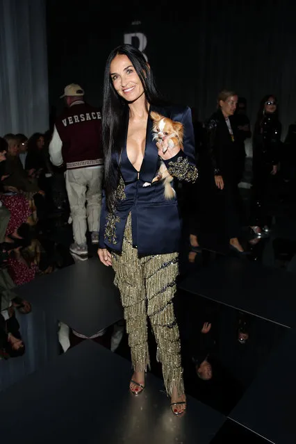 American actress Demi Moore attends the Versace fashion show during the Milan Fashion Week Womenswear Spring/Summer 2024 on September 22, 2023 in Milan, Italy. (Photo by Daniele Venturelli/WireImage)