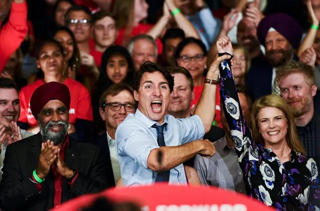 Canada's Prime Minister Justin Trudeau introduces Vancouver Kingsway candidate Tamara Taggart at a rally in Vancouver, British Columbia, Canada on September 11, 2019. (Photo by Jennifer Gauthier/Reuters)
