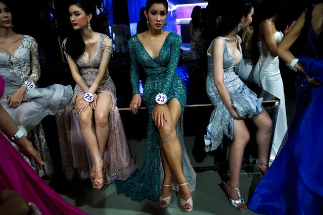Beauty contestants wait backstage during the final of the annual Miss Tiffany's Universe 2016 transvestite contest in the beach resort town of Pattaya, Thailand, May 13, 2016. (Photo by Athit Perawongmetha/Reuters)
