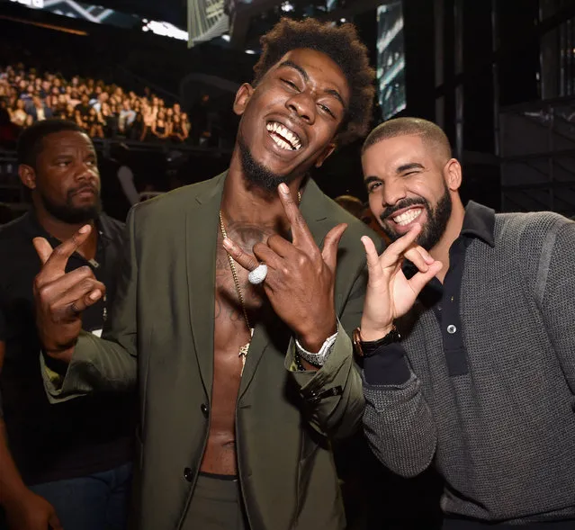 Recording artists Desiigner (L) and Drake attend the 2017 Billboard Music Awards at T-Mobile Arena on May 21, 2017 in Las Vegas, Nevada. (Photo by Kevin Mazur/BBMA2017/Getty Images for dcp)