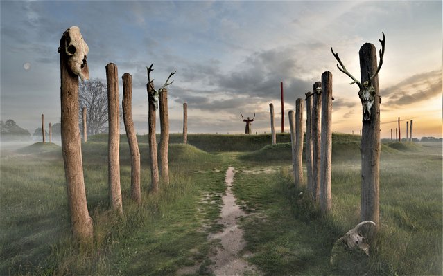 An illustration shows what the researchers believe is the 4,000-year-old Stonehenge-like sanctuary that archaeologists have discovered in Tiel, a town in the centre of the Netherlands, in this handout picture obtained on June 21, 2023. (Photo by Municipality of Tiel/Handout via Reuters)