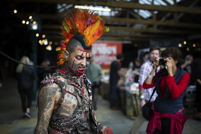 Zombie Punk stands for a photo during the International tattoo convention at Tobacco Dock in east London, Friday, September 27, 2019. (Photo by Aaron Chown/PA Wire Press Association via AP Photo)
