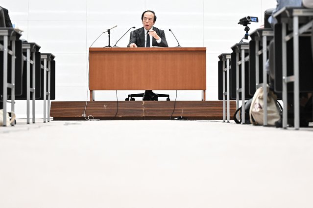 Bank of Japan (BoJ) governor Kazuo Ueda attends a press conference at BoJ headquarters after a monetary policy meeting in central Tokyo on September 20, 2024. (Photo by Philip Fong/AFP Photo)