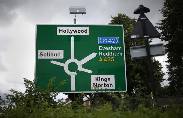 A road sign points the way on August 5, 2013 in Hollywood, England. The small village of Hollywood south of the city of Birmingham, is located in the county of Worcestershire. It's name is thought to derive from an abundance of Holly bushes and is listed in history books from 1250 AD. (Photo by Peter Macdiarmid/Getty Images)