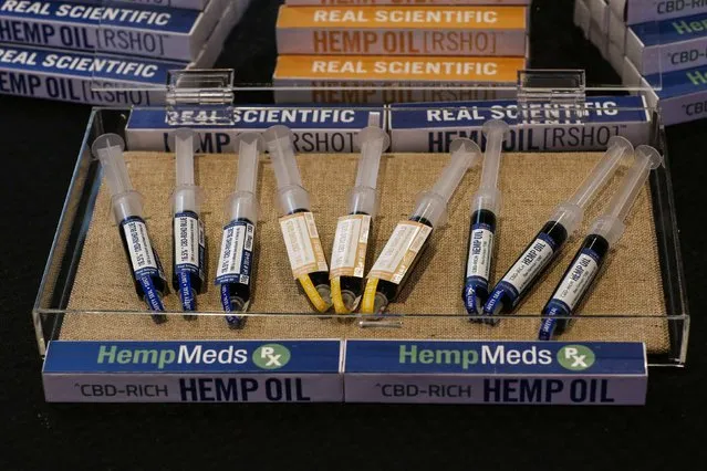 Cartridges of cannabidiol (CBD)-rich hemp oil for medical use are displayed during the International Cannabis Association Convention in New York, October 12, 2014. (Photo by Eduardo Munoz/Reuters)