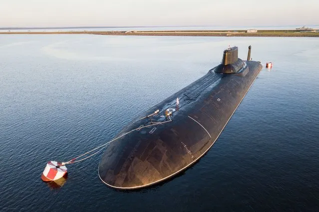 In this Saturday, July 29, 2017 file photo, the Russian nuclear submarine Dmitry Donskoy moored near Kronstadt, a seaport town 30 km (19 miles) west of St. Petersburg, Russia. Russia says it has met the nuclear arsenal limits of a key arms control treaty but has some issues with U.S. compliance. Monday, February 5, 2018 was the deadline to verify compliance by both the United States and Russia with the New START treaty signed in 2010. (Photo by Elena Ignatyeva/AP Photo)