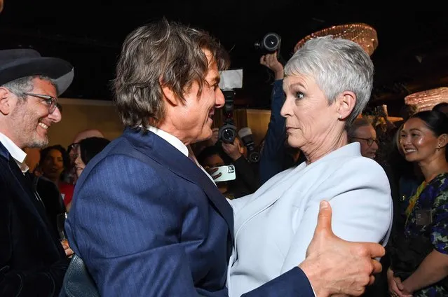 Actors Tom Cruise (L) and Jamie Lee Curtis arrive at the 95th Annual Oscars Nominees Luncheon at The Beverly Hilton on February 13, 2023 in Beverly Hills, California. (Photo by Valerie Macon/AFP Photo)