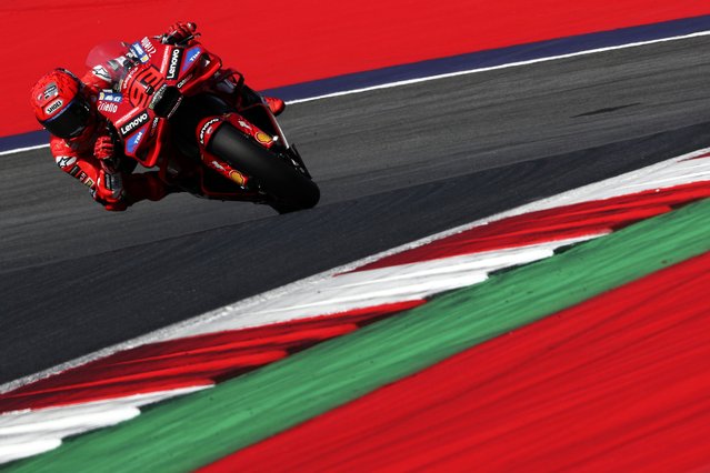 Marc Marquez of Spain riding the Lenovo Ducati (93) during Qualifying for the MotoGP of Austria at Red Bull Ring on August 16, 2025 in Spielberg, Austria. (Photo by Gold & Goose Photography/Getty Images)