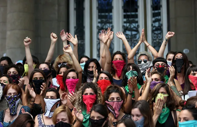 Women wear knickers as masks during a demonstration on International Women's Day in Buenos Aires, Argentina on March 8, 2018. (Photo by Marcos Brindicci/Reuters)
