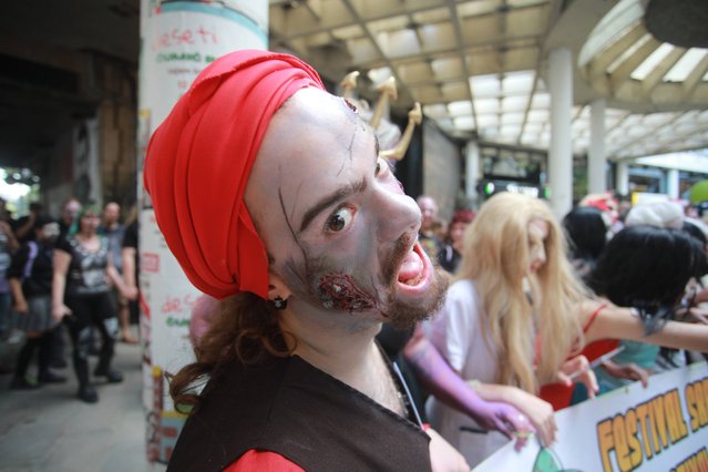 The traditional “Zombie walk” in Belgrade on September 28, 2024 , which aims to promote film art and the segment dealing with stage masks, make-up and special effects. In this way, the 18th Serbian Fantasy Film Festival (FSFF) was opened, which will be held from September 28 to October 1 in the Cultural Center of Belgrade. (Photo by Milos Miskov/Betaphoto)