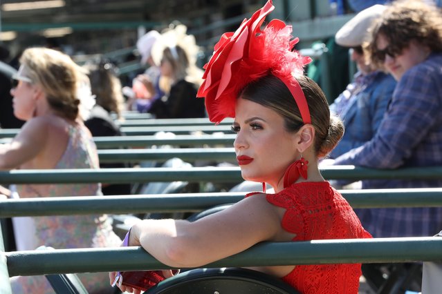 Spectator show off her Derby hat on the day of the 147th Kentucky at Churchill Downs Derby in Louisville, Kentucky, U.S. May 1, 2021. (Photo by Amira Karaoud/Reuters)