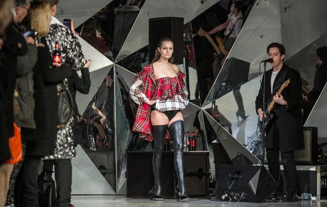 Models in punk inspired clothing walk down the catwalk at the punk themed “On|Off Presents Punk Diversity” fashion show during London Fashion Week on February 19, 2016 in London, England. (Photo by Chris Ratcliffe/Getty Images)