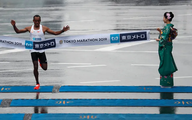 Birhanu Legese of Ethiopia crosses the finish line at the Tokyo Marathon in Tokyo on March 3, 2019. (Photo by Issei Kato/Reuters)