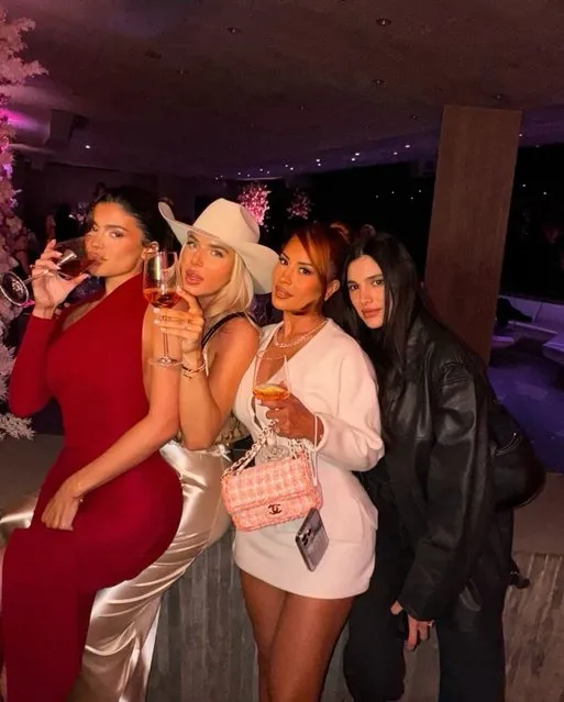 American socialite and media personality Kylie Jenner (L) in the second decade of March 2024 celebrates the launch of her first fragrance, Cosmic. (Photo by kyliejenner/Instagram)