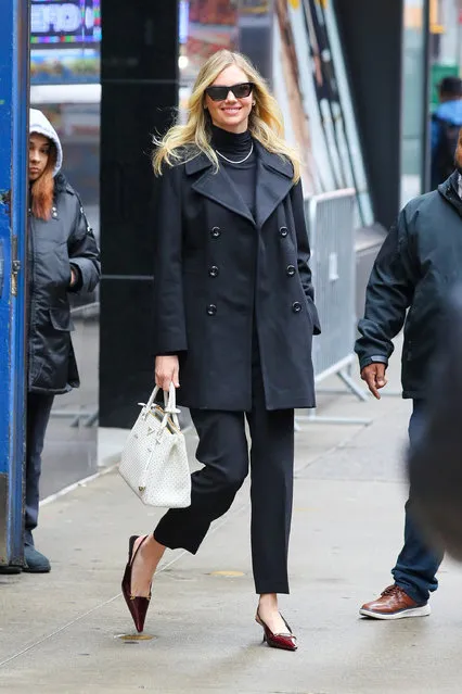 American model and actress Kate Upton flash a big smile as leaving Good Morning America Studios in New York City in the first decade of April 2024. (Photo by Felipe Ramales/Splash News and Pictures)