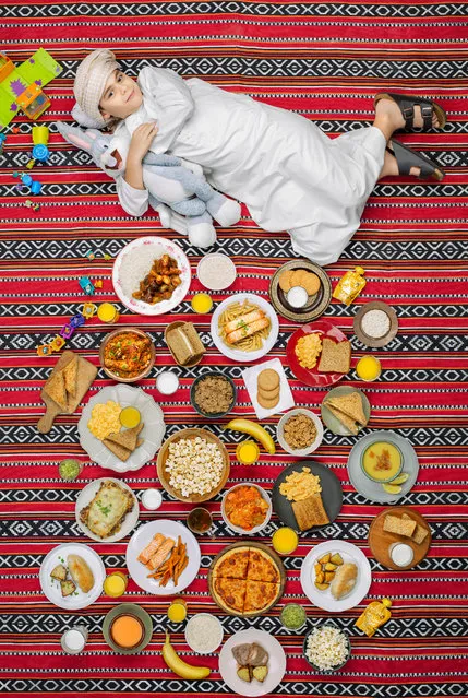 Yusuf Abdullah Al Muhairi, 9, Mirdif, Dubai, UAE, 2018: Yusuf’s mum went to Dubai from Ireland to work as a pastry chef and chocolatier. She married an Emerati man and they had one son before separating. Yusuf loves his mum’s cooking, although he makes scrambled eggs and toast. Lying in bed at night, he thinks back to summer in Ireland, fishing with his granddad and building a birdhouse. (Photo by Gregg Segal/The Guardian)