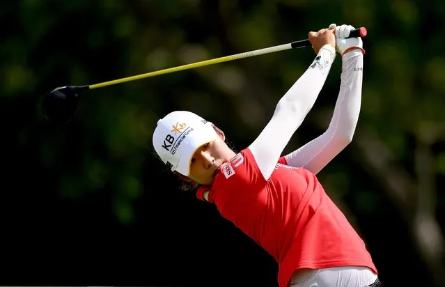 Mi Hyang Lee of Korea on the 14th tee during the first round of the HSBC Women's Champions on the Tanjong course at Sentosa Golf Club on March 2, 2017 in Singapore. (Photo by Ross Kinnaird/Getty Images)