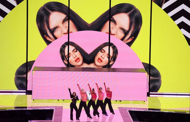 Mae Muller from the United Kingdom performs during a dress rehearsal ahead of the second semi-final of the 2023 Eurovision Song Contest in Liverpool, Britain on May 10, 2023. (Photo by Phil Noble/Reuters)