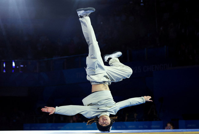 China's Royal performs during B-Girls Gold medal match at Chengbei Gymnasium in Chengdu, China on August 17, 2025. (Photo by Lisi Niesner /Reuters)