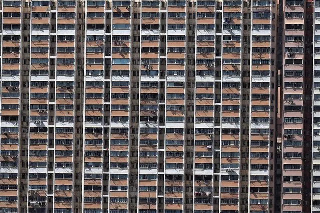 A general view shows residential buildings in Hong Kong on July 8, 2023. (Photo by May James/AFP Photo)