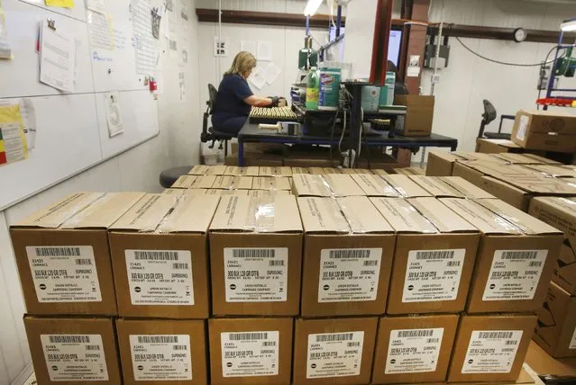 Boxes of 300 AAC Blackout rounds sit waiting to be shipped at Barnes Bullets in Mona, Utah, January 6, 2015. (Photo by George Frey/Reuters)