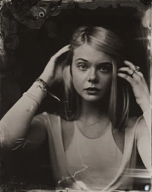 Elle Fanning poses for a tintype (wet collodion) portrait at The Collective and Gibson Lounge Powered by CEG, during the 2014 Sundance Film Festival in Park City, Utah. (Photo by Victoria Will/AP Photo/Invision)