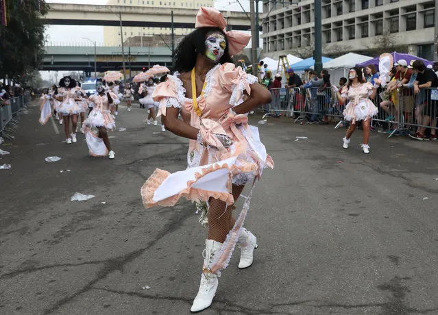 Members of the New Orleans Baby Doll Ladies march during the Krewe of Zulu parade at Mardi Gras in New Orleans, Louisiana U.S., February 28, 2017. (Photo by Shannon Stapleton/Reuters)