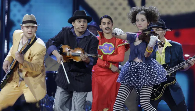 In this Tuesday, May 12, 2009 file photo, Czech Republic's band Gipsy.cz performs during the Eurovision Song Contest's first semi-final at the Olympic Stadium in Moscow, Russia. The Roma hip-hop group scored the infamous “nul points”. (Photo by Sergey Ponomarev/AP Photo)