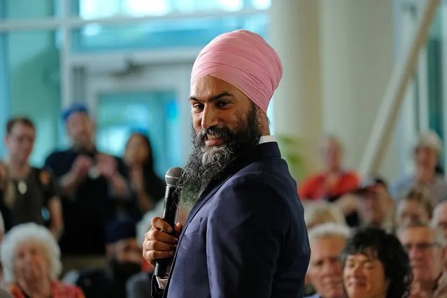 Canada's New Democratic Party (NDP) leader Jagmeet Singh speaks at a town hall meeting on healthcare held at a Community College campus during an election campaign stop in Halifax, Nova Scotia, Canada on September 23, 2019. (Photo by Ted Pritchard/Reuters)