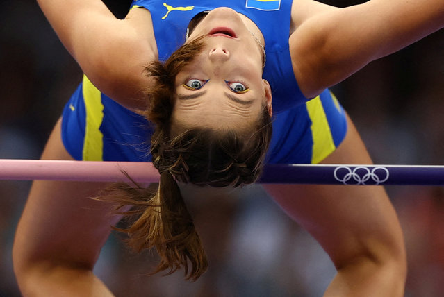 Yaroslava Mahuchikh of Ukraine goes clear while winning the gold medal in the Women's High Jump Final during the Athletics Competition at the Stade de France during the Paris 2024 Summer Olympic Games on August 4th, 2024, in Paris, France. (Photo by Kai Pfaffenbach/Reuters)