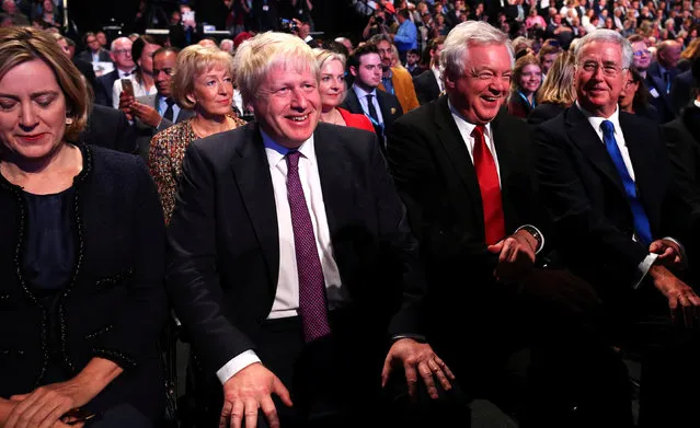 (L-R) Amber Rudd, Boris Johnson, David Davis and Sir Michael Fallon at the Conservative party conference in Manchester, England on October 3, 2017. (Photo by Hannah Mckay/Reuters)