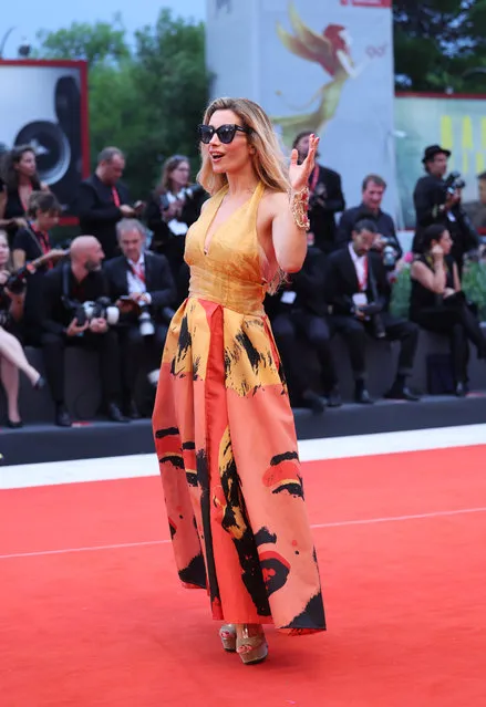 Italian model Antonella Salvucci attends the “Blonde” red carpet at the 79th Venice International Film Festival on September 08, 2022 in Venice, Italy. (Photo by Vittorio Zunino Celotto/Getty Images)