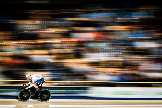 Speed: silver. Joe Truman of Great Britain during the men’s sprint qualifying round of the European Track Cycling Championships in Apeldoorn, the Netherlands. (Photo by Alex Whitehead/SWpix.com)