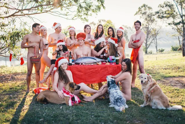 Veterinary students have bared all for a nude calendar, donning nothing but strategically placed animals – for charity, of course. Fourth year students from the University of Sydney’s veterinary science course in Camden, south-west of Sydney, stripped off their white coats to produce a tasteful “Under the Overalls” calendar. (Photo by House of Cameo)