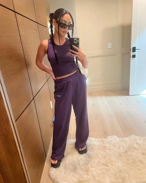 American actress Vanessa Hudgens shows off her “cute sweats” in the last decade of July 2023. (Photo by vanessahudgens/Instagram)