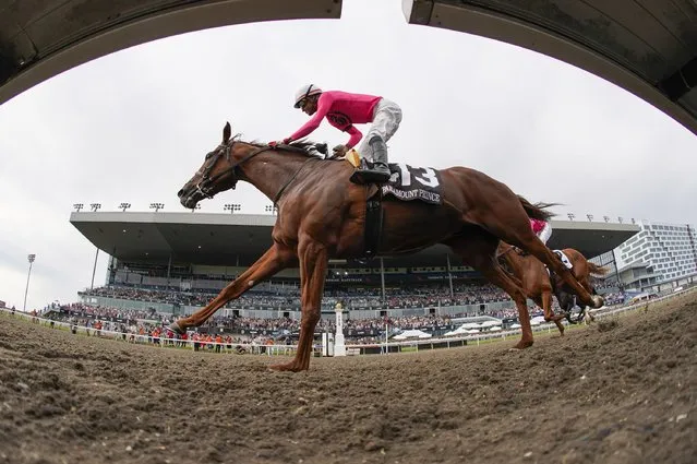 Paramount Prince, with jockey Patrick Husbands aboard, crosses the finish line to win the 164th running of the Kings's Plate horse race in Toronto on Sunday, August 20, 2023. (Photo by Mark Blinch/The Canadian Press via AP Photo)