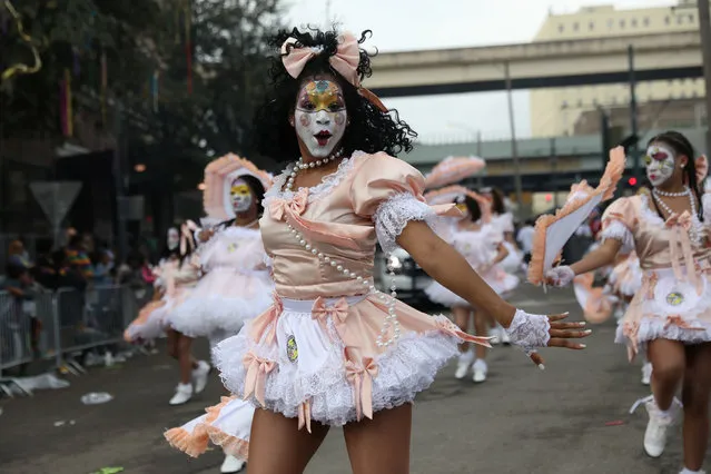 Members of the New Orleans Baby Doll Ladies march during the Krewe of Zulu parade at Mardi Gras in New Orleans, Louisiana U.S., February 28, 2017. (Photo by Shannon Stapleton/Reuters)