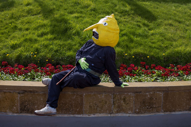A visitor wearing a costume attends on day two of the Scarborough Sci Fi weekend on April 21, 2024 in Scarborough, England. The North Yorkshire seaside town hosts the event at the Scarborough Spa complex and showcases many areas of Sci-Fi fandom to entertain visitors and enthusiasts including guest star appearances, panel discussions, gaming, cosplay, props, comic books and merchandise stalls with many of those attending wearing costumes and outfits of their favourite Sci-Fi characters. (Photo by Ian Forsyth/Getty Images)